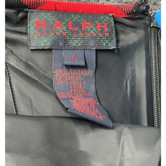 Ralph Lauren Vintage Halter Dress 90s Red Black Buffalo Plaid Check Wool 4 XS S - Picture 4 of 7